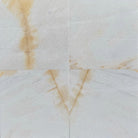 Flat view of Giallo Crystal marble tile in polished finish, 16x16 size, warm golden beige tones