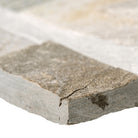 Close-up of Golden Honey Quartzite showing textured split-face and warm gold-white hues