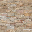 Flat view of Golden White XL Stacked Stone Panel, 9x24 quartzite in split-face finish with gold and gray tones