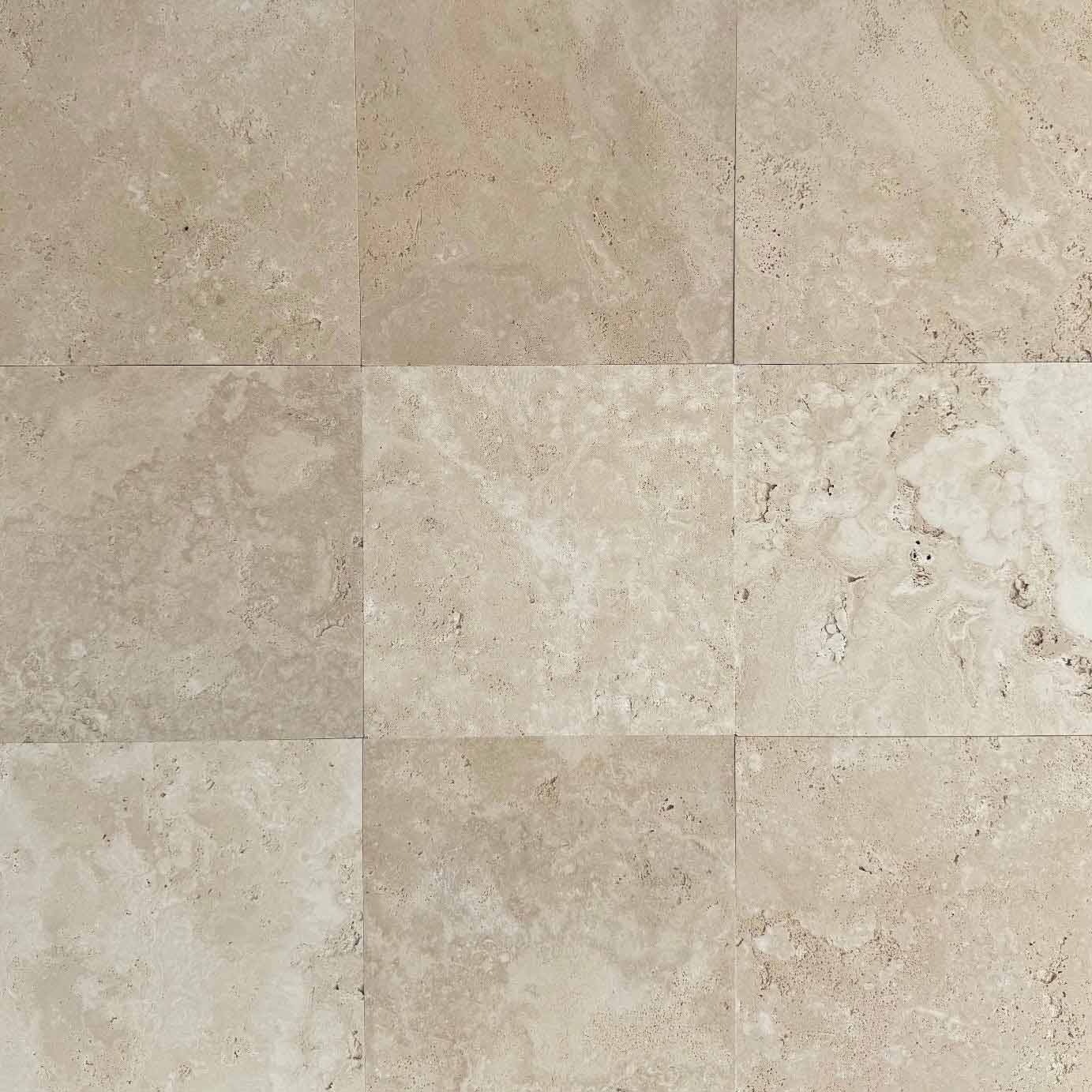 Ivory Travertine 12x12 Honed Tile showing matte finish and natural texture