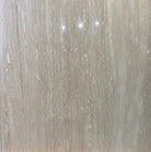 Flat view of Ivory Vein Cut Travertine 18x18 Tile in polished and filled finish