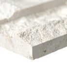Close-up of Mayra White Limestone showing snowy white tones and natural texture