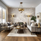 Royal White XL Quartzite Panels installed on accent wall with elegant white and beige tones
