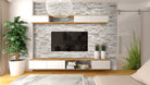 Royal White XL Quartzite Panels installed on accent wall with elegant white and beige tones