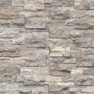 Flat view of Silver Travertine XL Stacked Stone Panel, 9x24 travertine in rustic split-face finish
