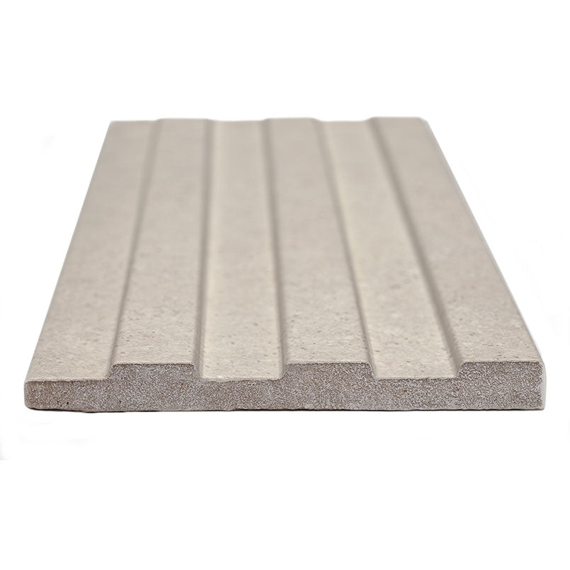 Close-up of Sinfonia Hip Hop Arena showing fluted 3D texture and soft beige tones