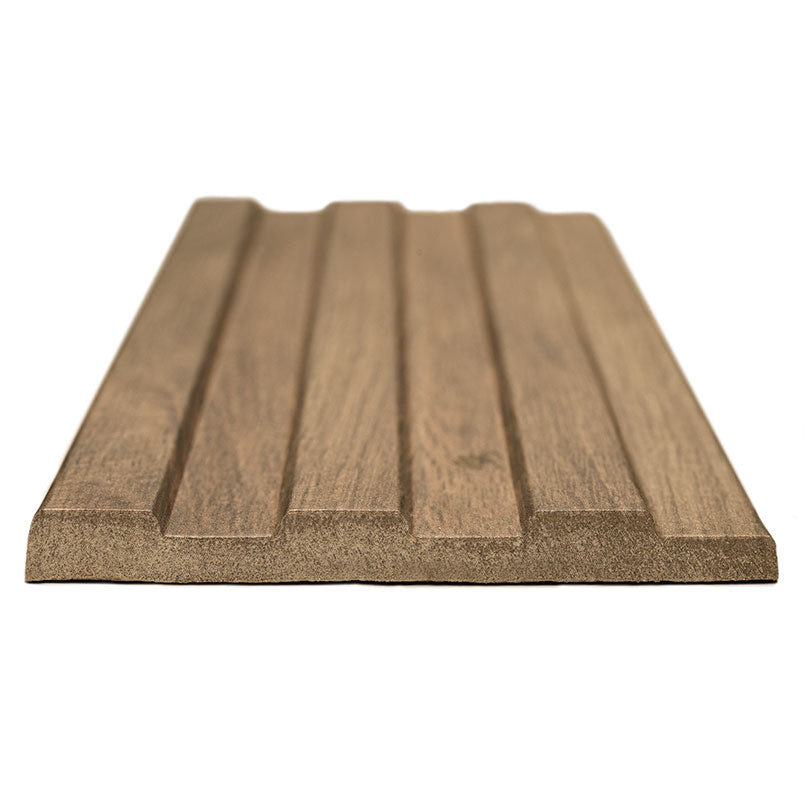 Close-up of Sinfonia Hip Hop Camel showing fluted 3D texture and natural wood grain detail