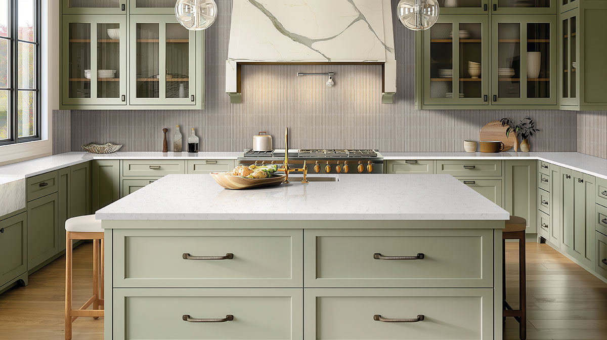Sinfonia Piano Arena Fluted Tiles installed on kitchen backsplash with seamless, refined look
