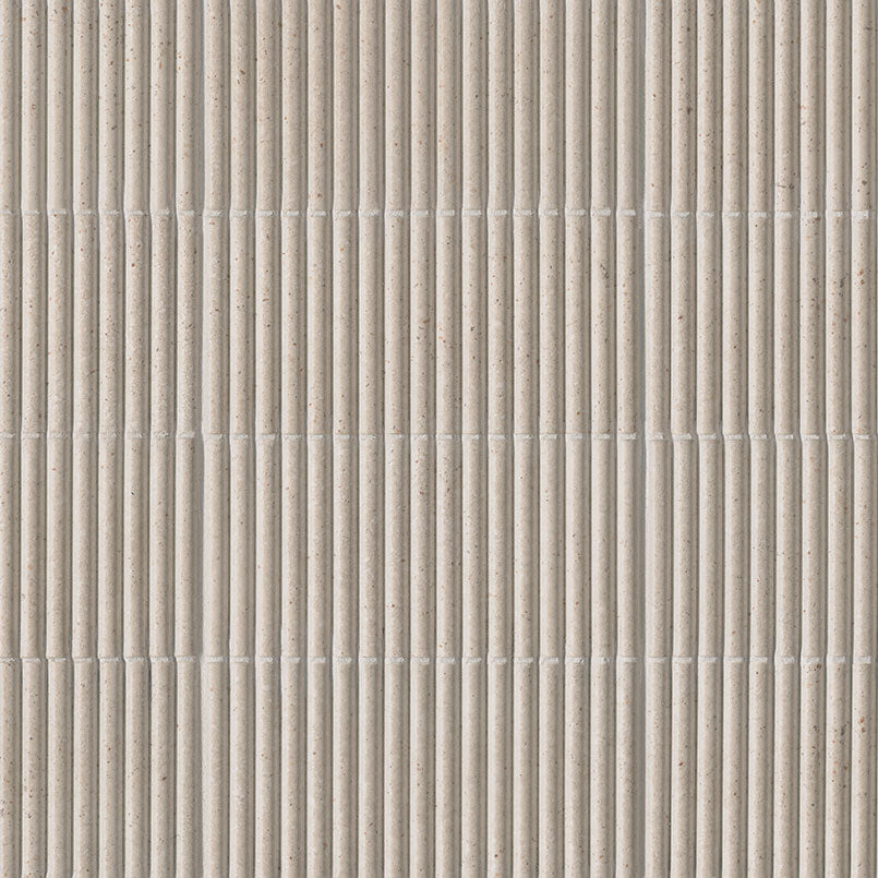 Flat view of Sinfonia Piano Arena Fluted Tile with matte finish and limestone-look texture