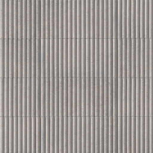 Flat view of Sinfonia Piano Ceniza Fluted Tile, 4.5x9 with matte finish and gray limestone-look texture