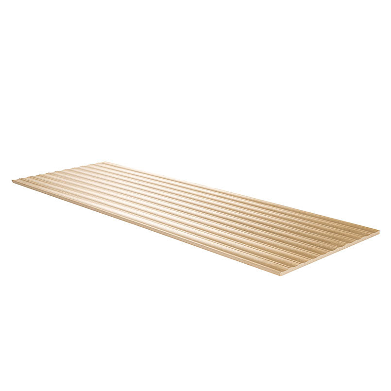 Edge of Urbanslat Flute Oak showing ribbed strip pattern and soft oak tones