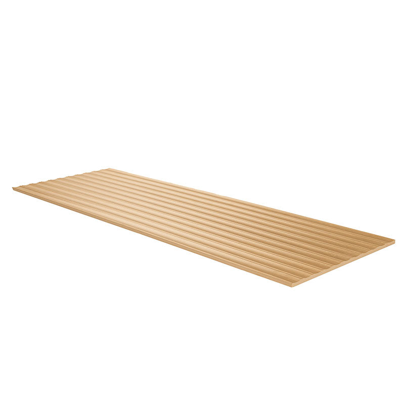 Edge of Urbanslat Flute Timber showing ribbed strip texture and natural woodgrain effect