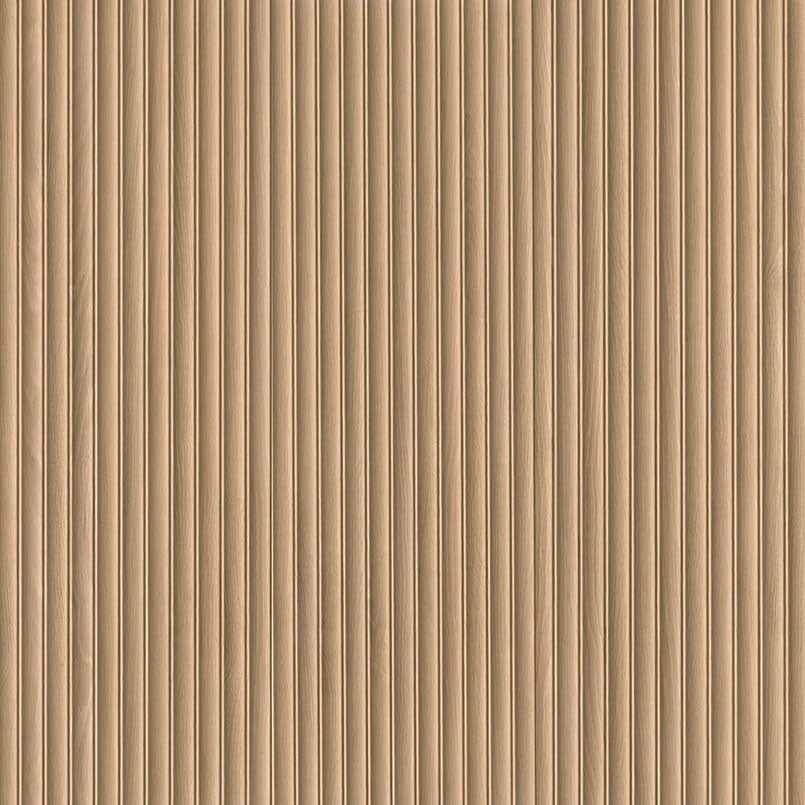 Flat view of Urbanslat Flute Timber Wall Panel, 16x48 ceramic tile with matte wavy fluted design