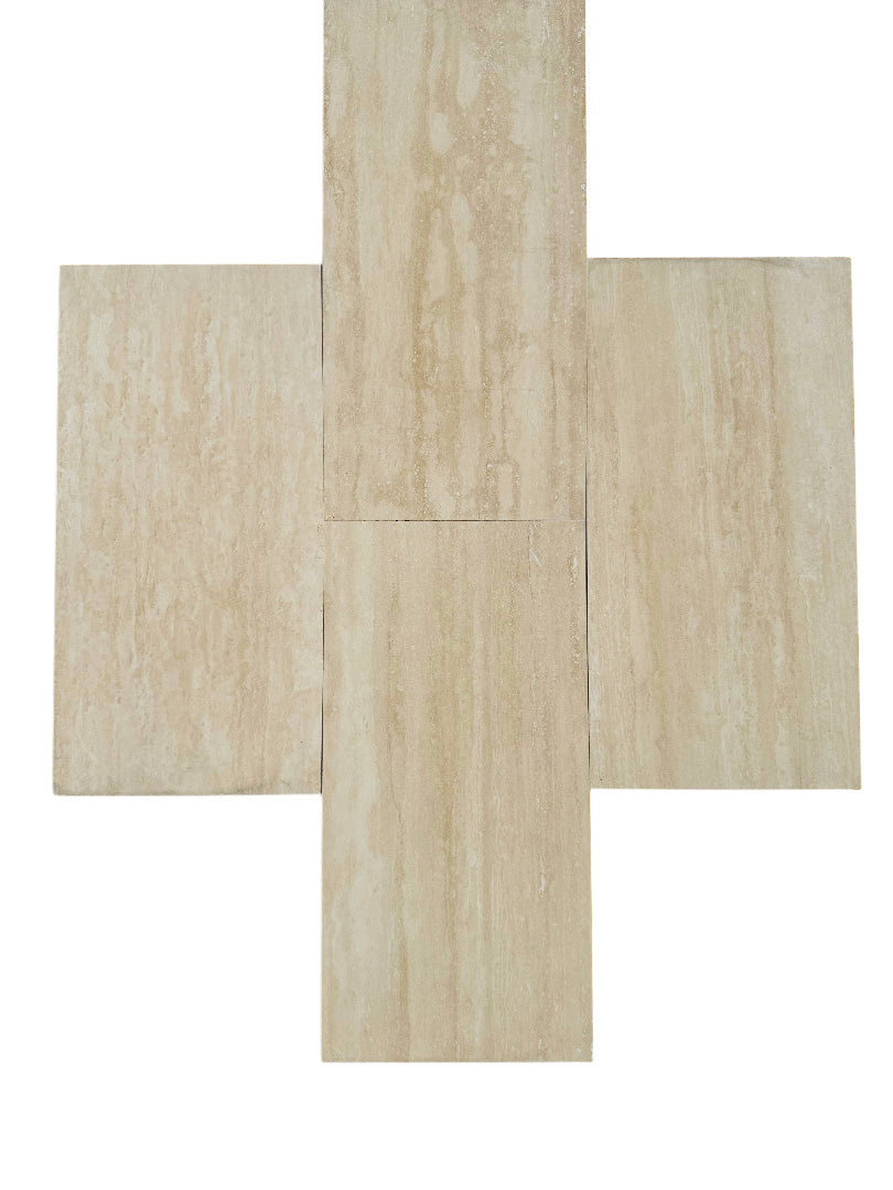 Flat view of Vera Cruz Vein Cut Travertine Tile in polished finish, 12x24 size