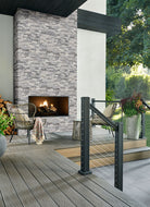 XL Rockmount Alaska Gray Corners installed on fireplace wall with seamless finish