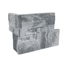 Flat view of XL Rockmount Alaska Gray 9x18 Corner with split-face marble texture in soft gray tones