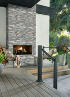 XL Rockmount Sierra Blue Corners installed on fireplace wall with seamless finish