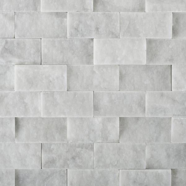 Carrara White Marble 1x2 split face mosaic tile