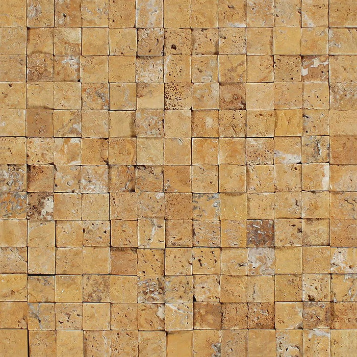 Tuscany Gold Travertine Splitface Mosaic 1"x1"
