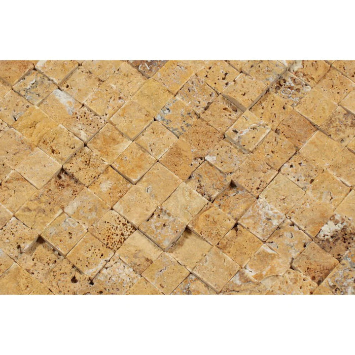 Tuscany Gold Travertine Splitface Mosaic 1"x2"
