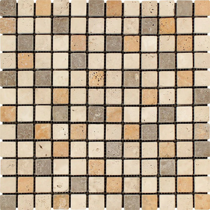 Tuscany Mix Travertine 1"x1" Tumbled Mosaic