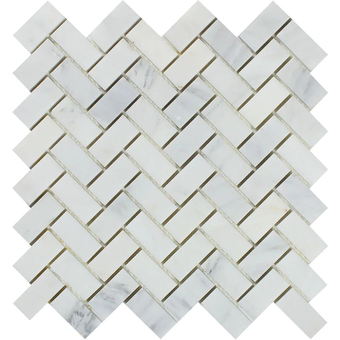 Arabescato Carrara Marble 1x2" Herringbone Mosaic