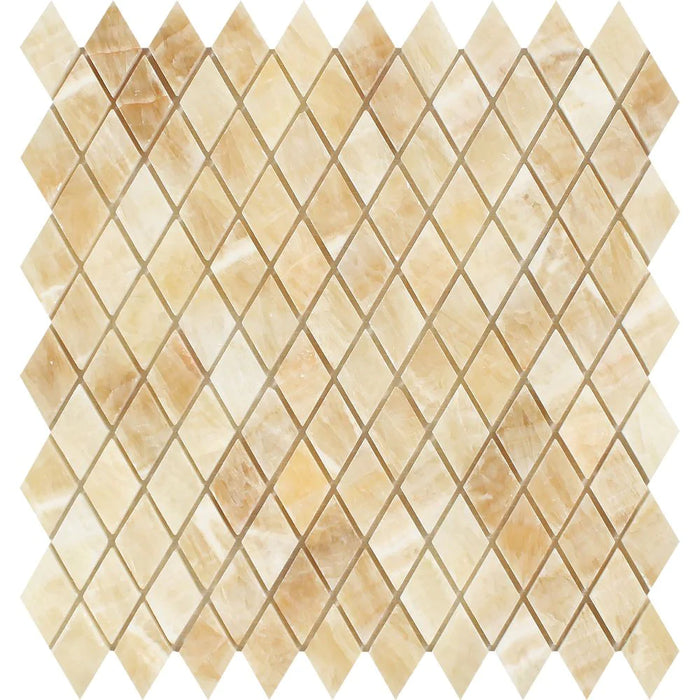 Honey Onyx Polished 1x2 Diamond Mosaic Tile