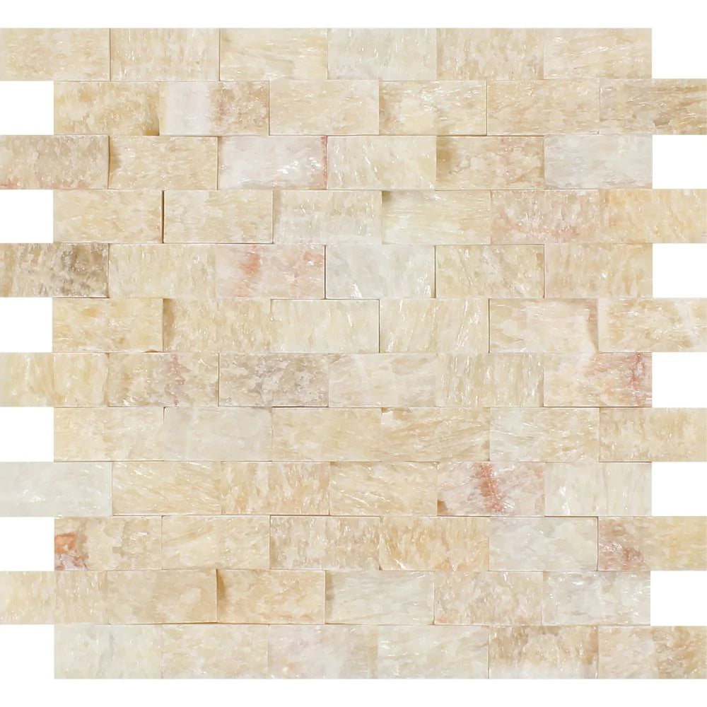 Honey Onyx Split face Mosaic Tile 1x2