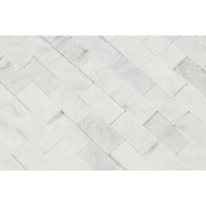 Arabescato Carrara Marble Splitface Mosaic 1"x2"