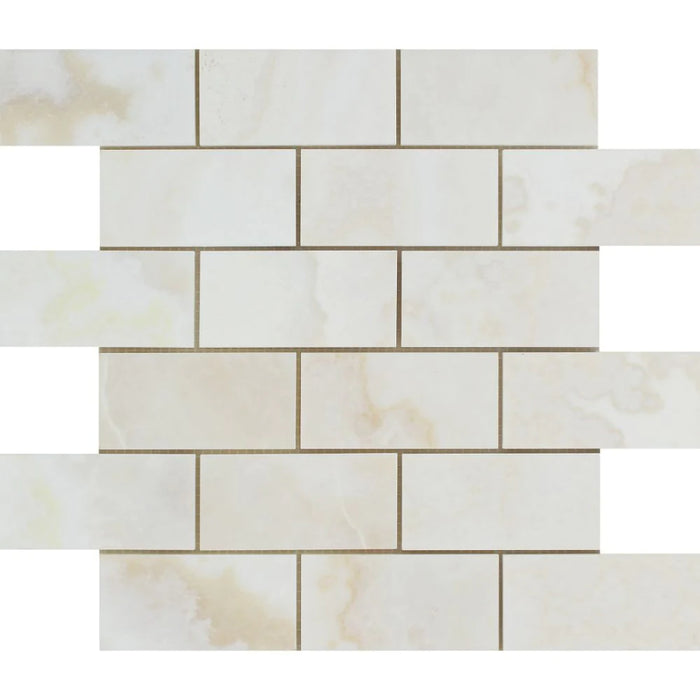 White Onyx Polished 2x4" Mosaic Tile
