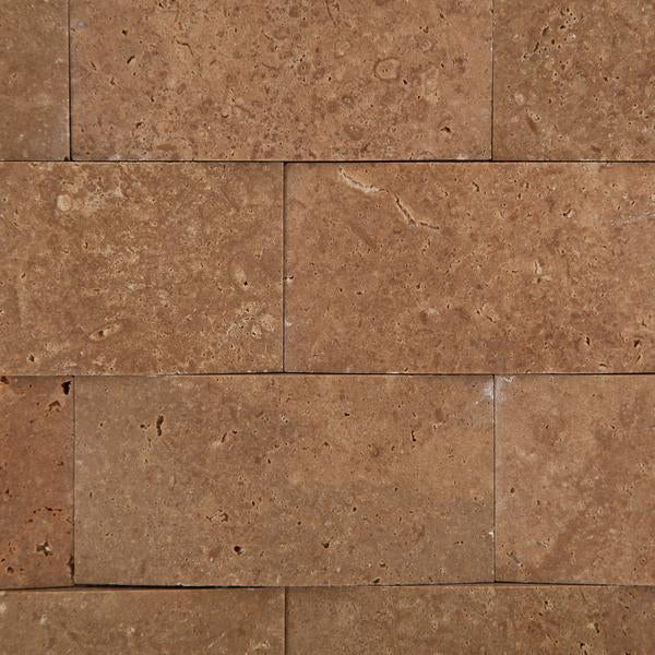2x4 convex travertine bricks in warm tones