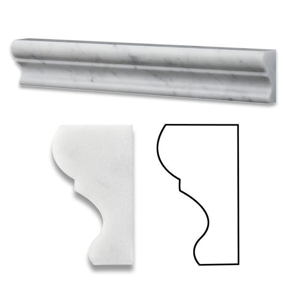 Carrara White Marble Crown 2x12