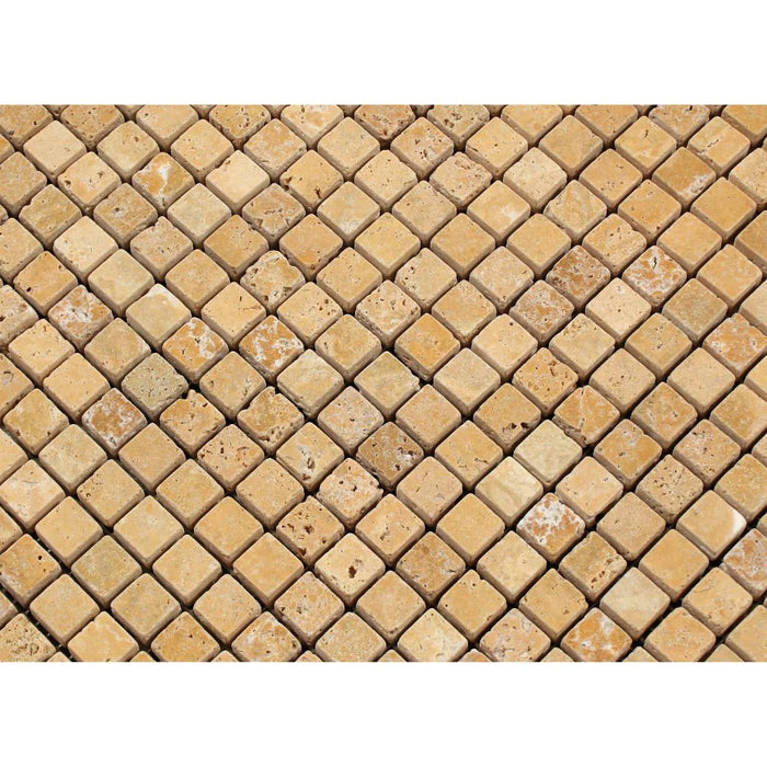 Tuscany Gold Travertine Tumbled Mosaic 5/8"x5/8"