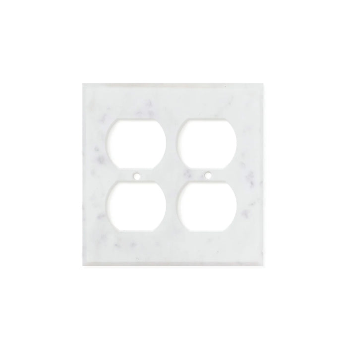 Carrara White White Marble Double Duplex Switch Wall And Switch Plate Cover 4.5x4.5 inch