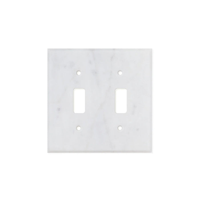 Carrara White Marble Double Toggle Switch Wall Plate Cover 4.5X 4.5 inch