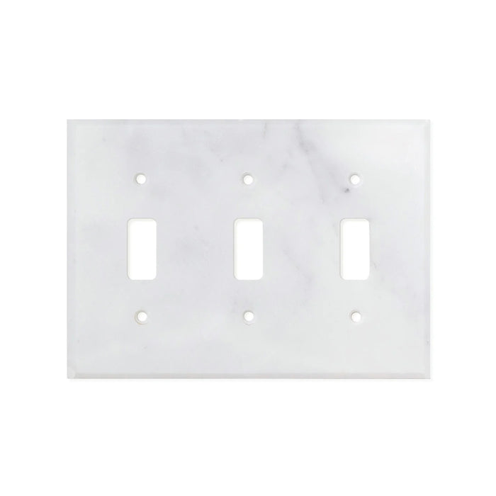 Carrara White Marble Triple Toggle Switch Wall Plate And Switch Plate Cover 4.5 X 6.3 inch