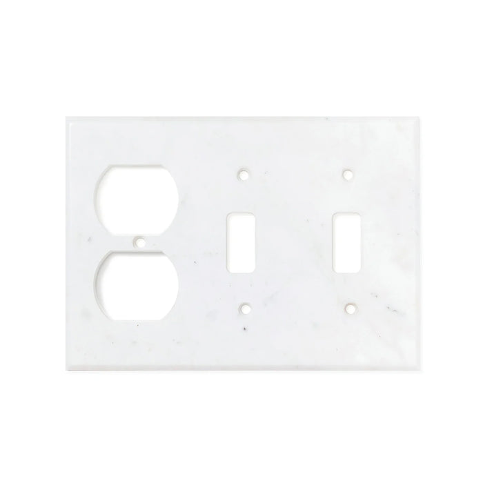 Carrara White Marble Double Toggle Duplex Switch Wall Plate And Switch Plate Cover 4.5 X 6.3 inch