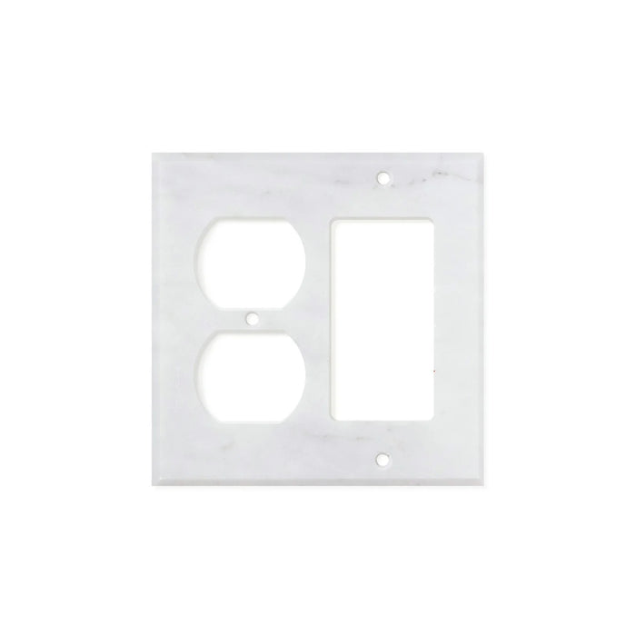 Carrara White Marble Toggle Rocker Switch Wall Plate And Switch Plate Cover 4.5 X 4.5 inch