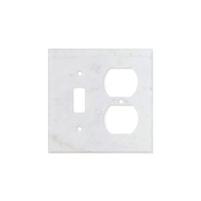 Carrara White Marble Toggle Duplex Switch Wall And Switch Plate Cover 4.5x4.5 inch