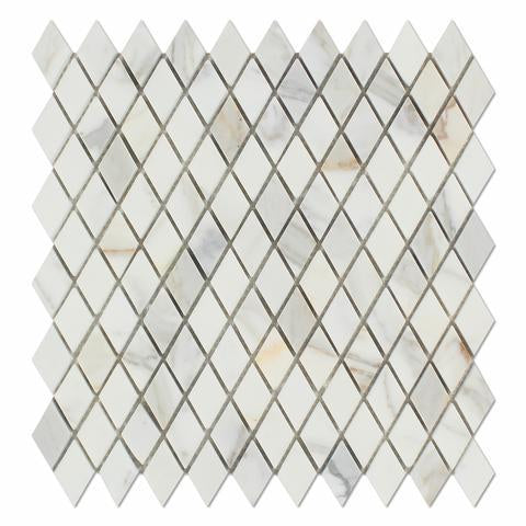 Calacatta Gold Marble Diamond 1"x2" polished mosaic