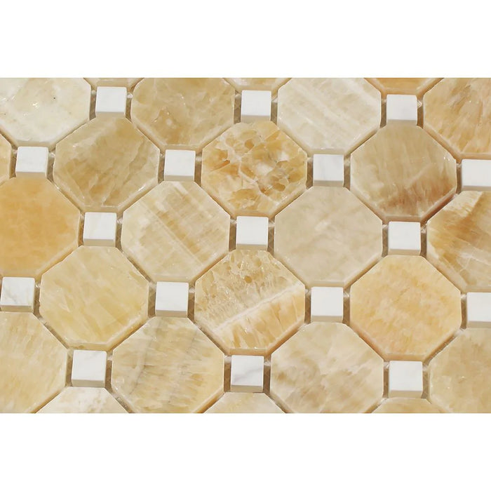 Honey Onyx Polished Octagon White Mosaic Tile