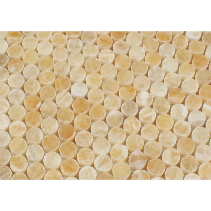 Honey Onyx Polished Pennyround Mosaic Tile
