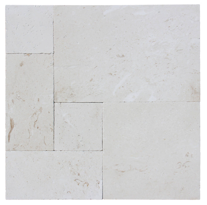 Mayra White Limestone Paver Versailles Pattern Tumbled