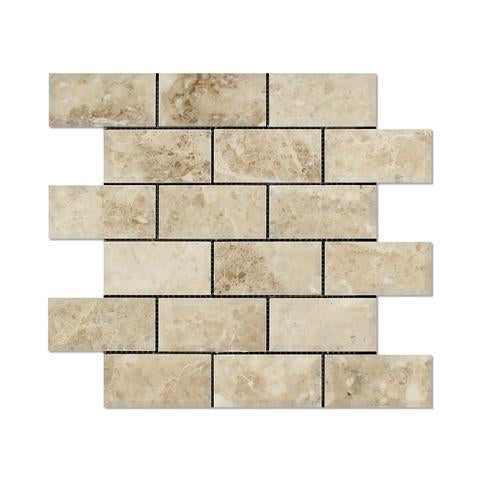 Cappuccino Deep Bevelled 2X4 Marble Mosaic polished