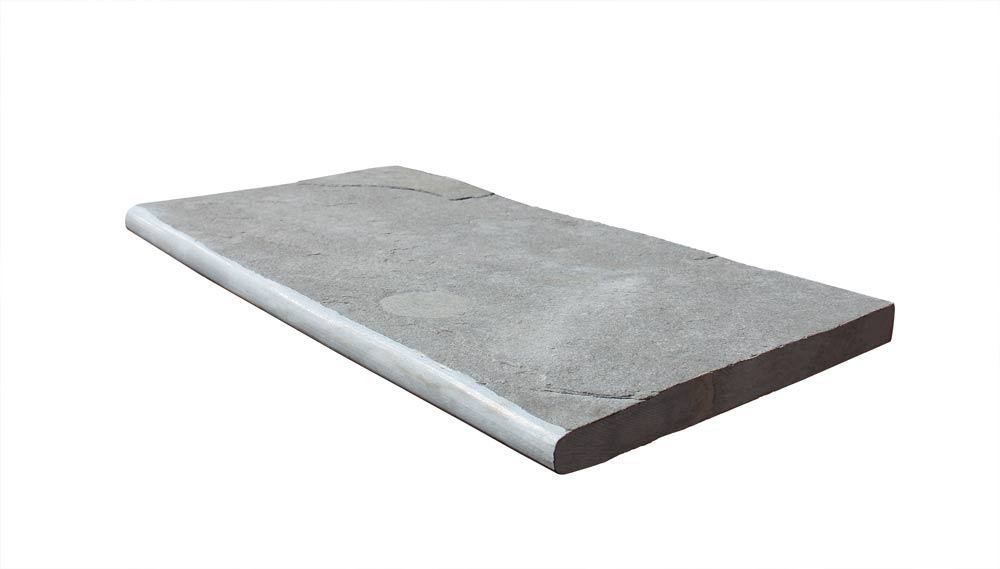 Bullnose blue limestone pool coping natural finish