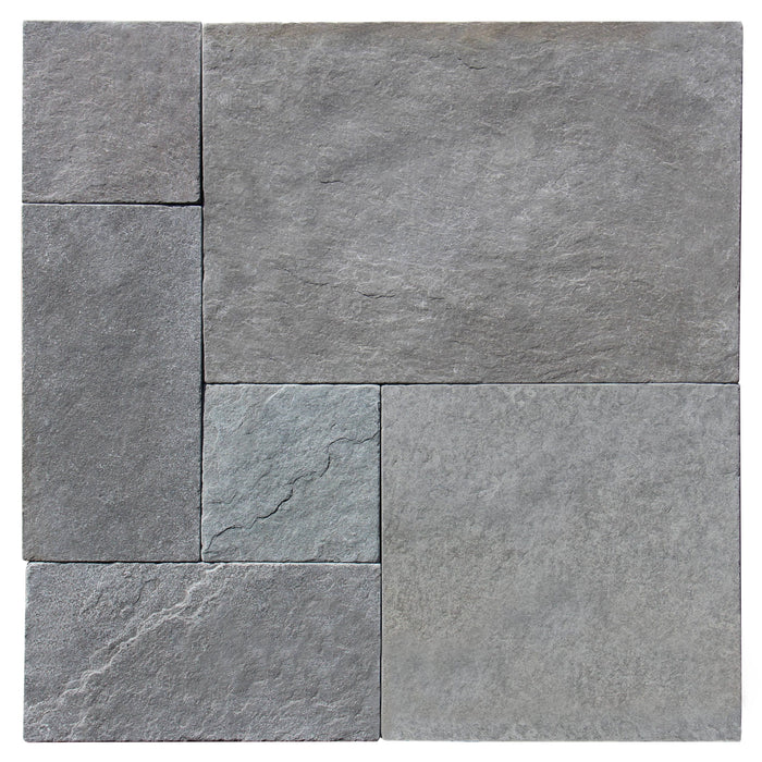 Desert Blue Limestone Paver Versailles Pattern Tumbled