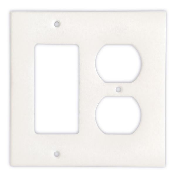 Thassos White Marble Toggle Rocker Duplex Switch Wall Plate And Switch Plate Cover 4.5 X 4.5 inch