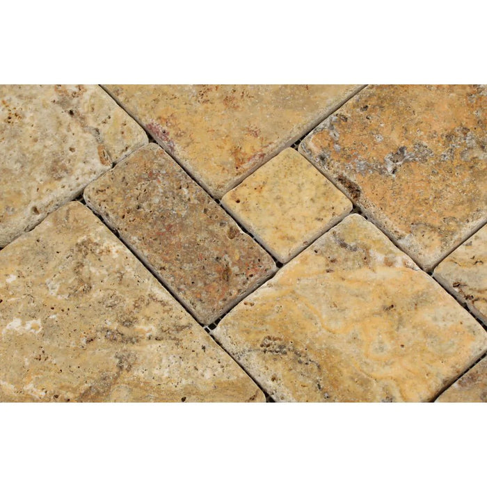 Scabos Travertine Opus Pattern Tumbled Mosaic