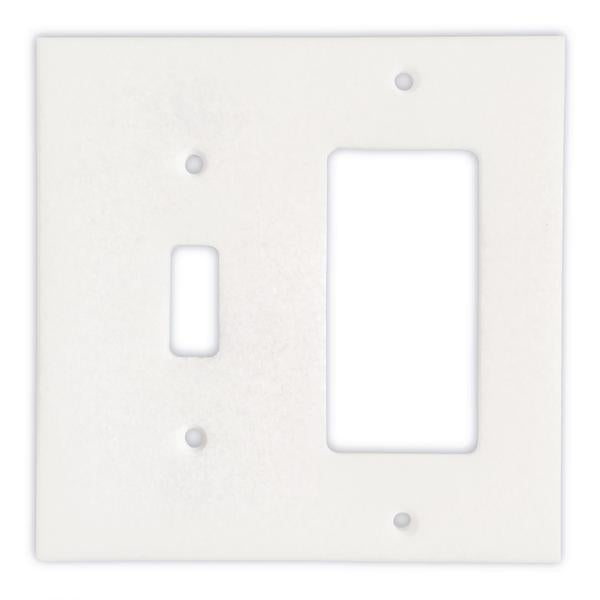 Thassos White Marble Toggle Rocker Switch Wall Plate And Switch Plate Cover 4.5 X 4.5 inch