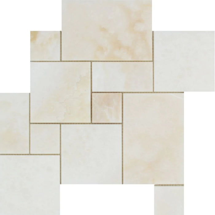 White Onyx Polished Opus Pattern Mosaic Tile